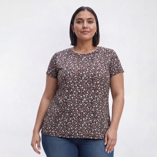 Plus Size Preswick & Moore® Short Sleeve Ditsy Floral Tee