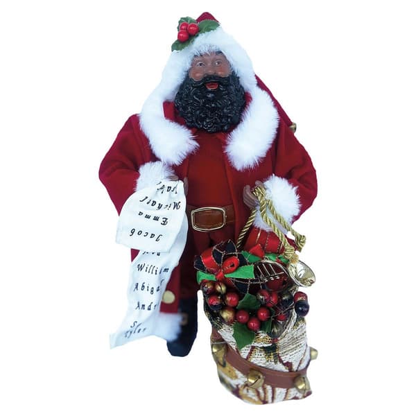 Santa''s Workshop 12in. Checking His List Black Santa Claus - image 
