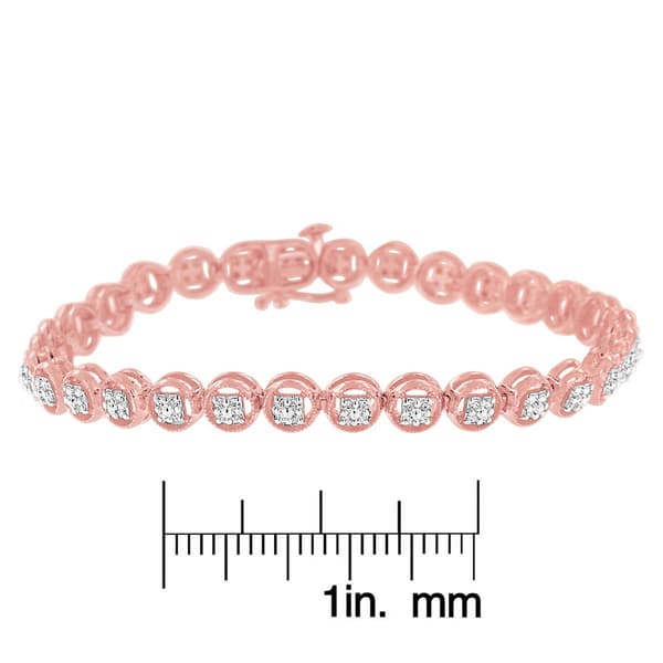 Haus of Brilliance 14kt. Rose Gold Plated Diamond Tennis Bracelet