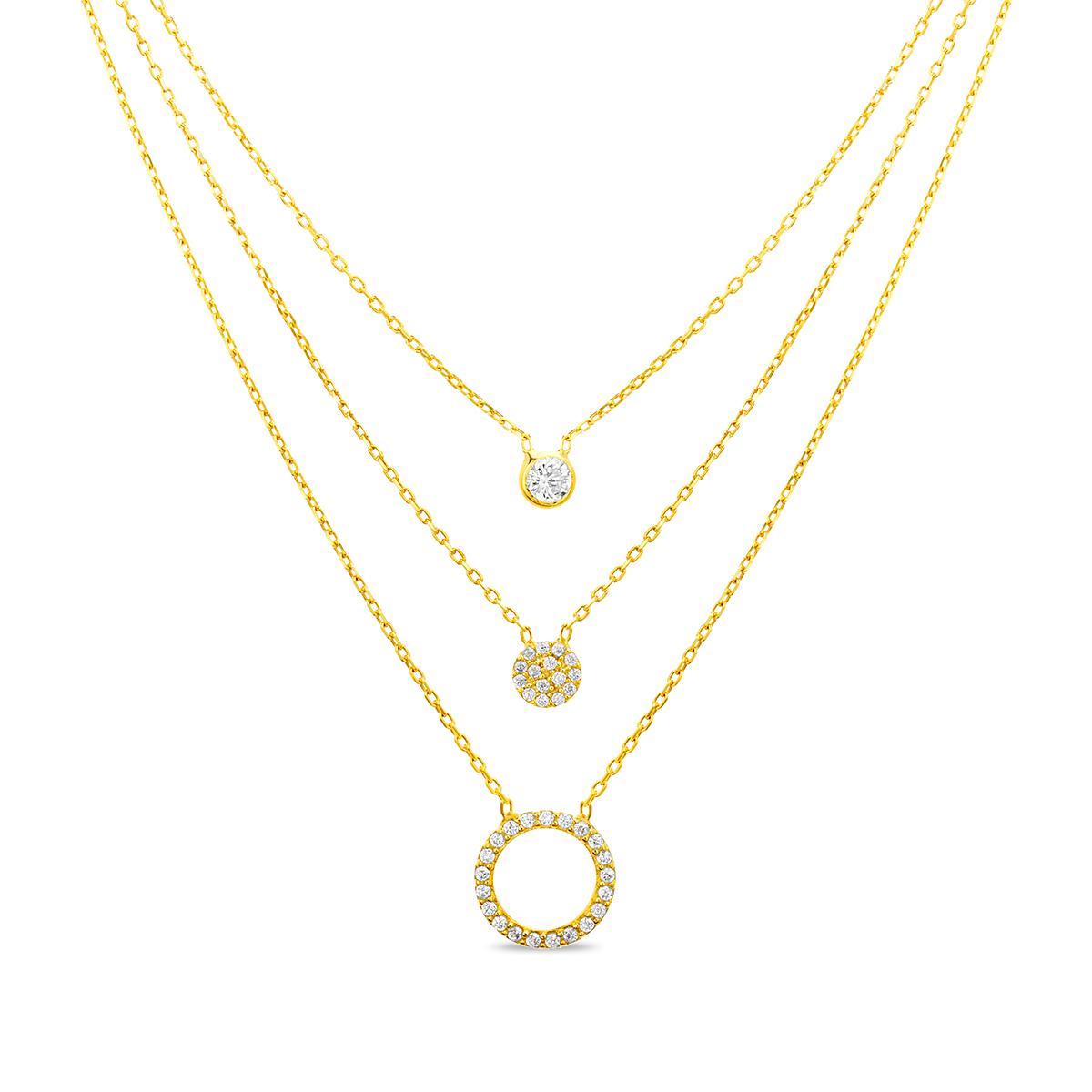Creed Gold Plated Triple Layer Disc Necklace