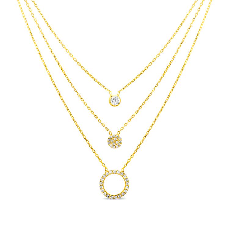 Creed Gold Plated Triple Layer Disc Necklace