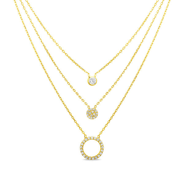 Creed Gold Plated Triple Layer Disc Necklace - image 