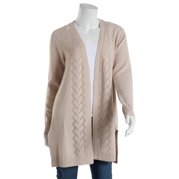 Petites 89th & Madison Recycled Poly Solid Cross Panel Cardigan - image 