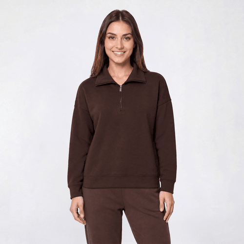 Womens DKNY Sport Long Sleeve Mock Neck Half Zip Sweatshirt