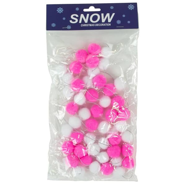 Northlight Seasonal 9ft. Pink & White Snowball Christmas Garland