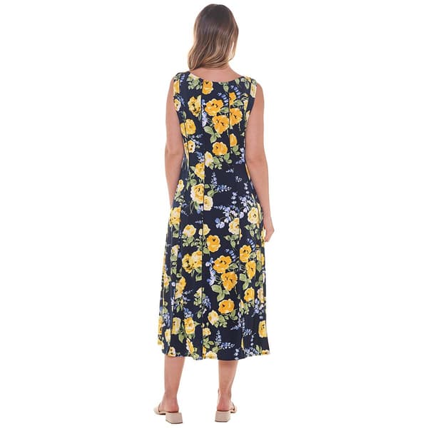 Womens Perceptions Sleeveless Pintuck Ruched Waist Midi Dress