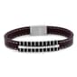 Mens Forever New Stainless Steel & Leather Black IP Bracelet - image 1