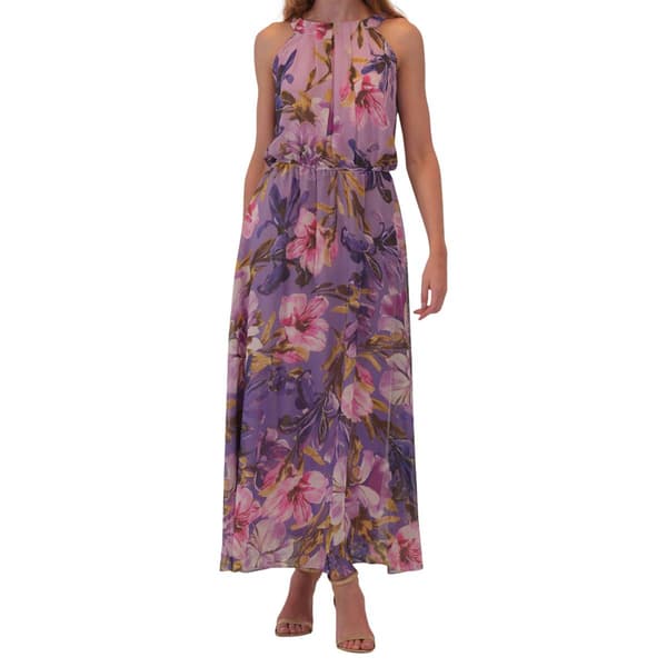 Plus Size Robbie Bee Sleeveless Halter Neck Chiffon Midi Dress