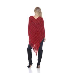 White Mark Asymmetrical Hem Poncho Sweater