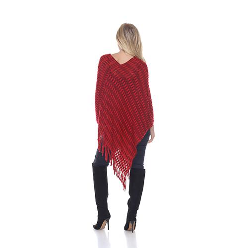 White Mark Asymmetrical Hem Poncho Sweater