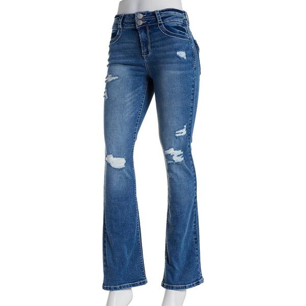 Juniors Almost Famous&#40;tm&#41; Distressed & Stitched High Rise Jeans - image 