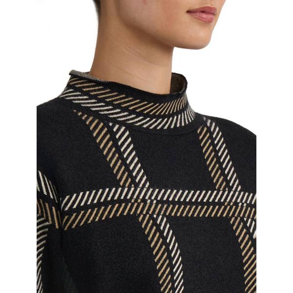 Womens Jones New York Long Sleeve Plaid Funnel Neck Sweater