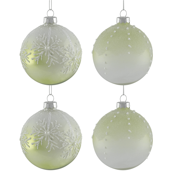 Northlight 4ct. Snowflakes Shiny Glass Ball Christmas Ornaments
