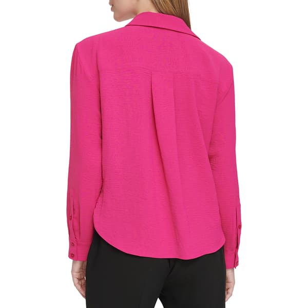 Womens Calvin Klein Long Sleeve Solid Twist Front Airflow Blouse