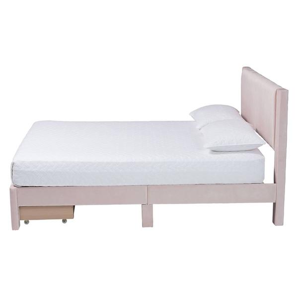 Baxton Studio Elora Modern Pleated Velvet Storage Queen Bedframe