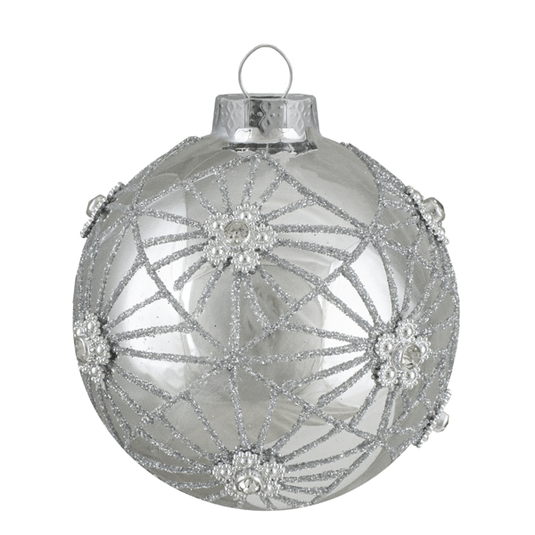 Northlight 4ct. Glittered Floral Christmas Glass Ball Ornaments