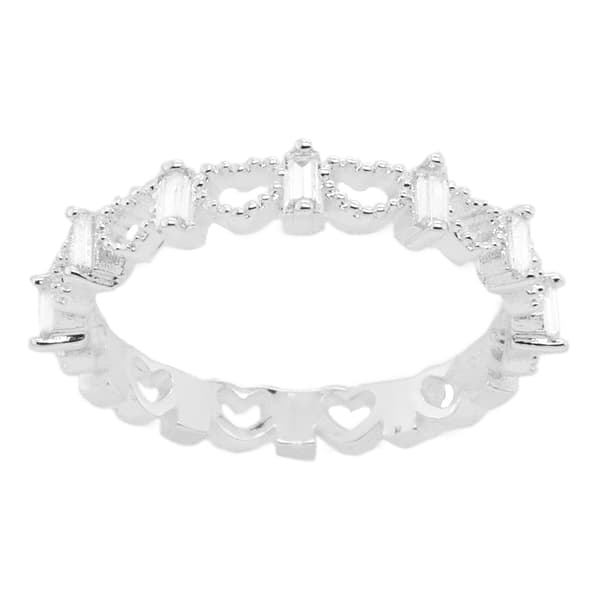 Marsala Fine Silver Plated Cubic Zirconia Heart Band - image 
