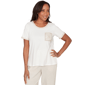 Petites Alfred Dunner Natural Wonder Crochet Pocket Short Sleeve - image 1