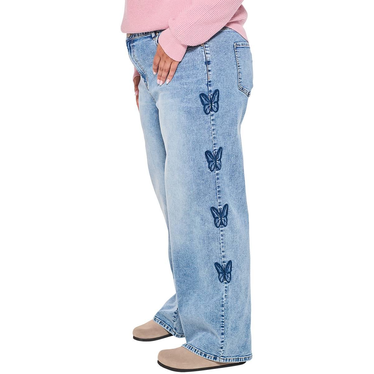 Juniors Plus Madden Girl Ultra 90''s Butterfly Embroidered Jeans