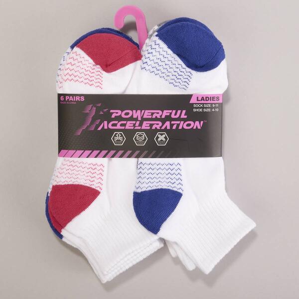 Womens Powerful Acceleration 6pk. Cushioned Stripe Quarter Socks - image 