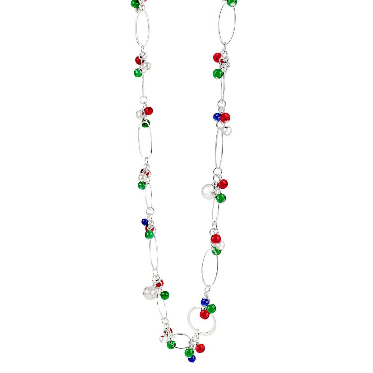 Silver-Tone Oval Link Bell Necklace