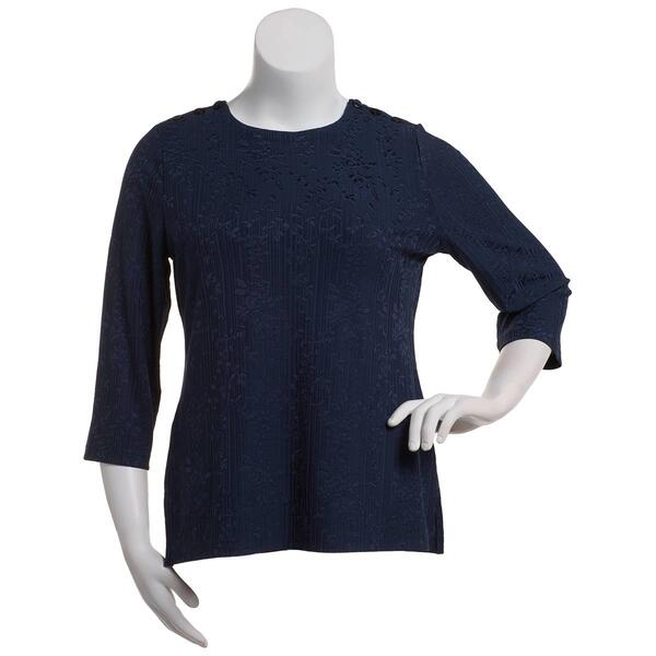 Petite Napa Valley 3/4 Sleeve Floral Shoulder Button Blouse - image 