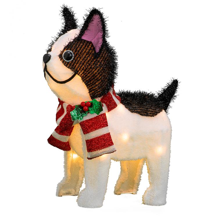 20in. Lighted Bulldog with Scarf