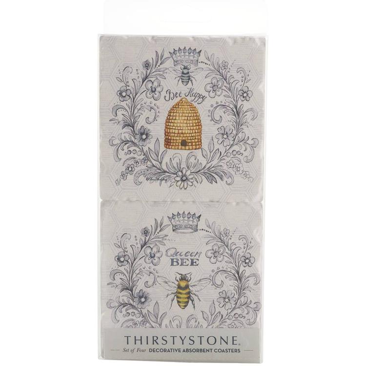 Thirstystone 4pk. Queen Bee Square Coaster Set