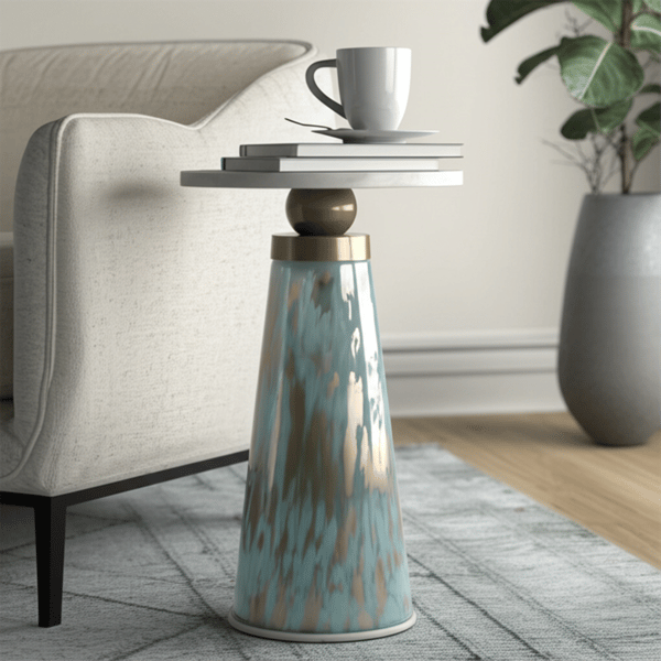 Sagebrook Home Olivos Art Marble Top Accent Table