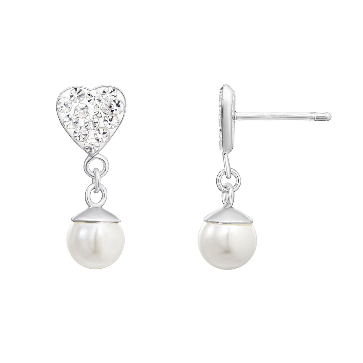 Sterling Silver Crystal Heart & Freshwater Pearl Drop...
