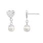 Sterling Silver Crystal Heart & Freshwater Pearl Drop Earrings - image 1