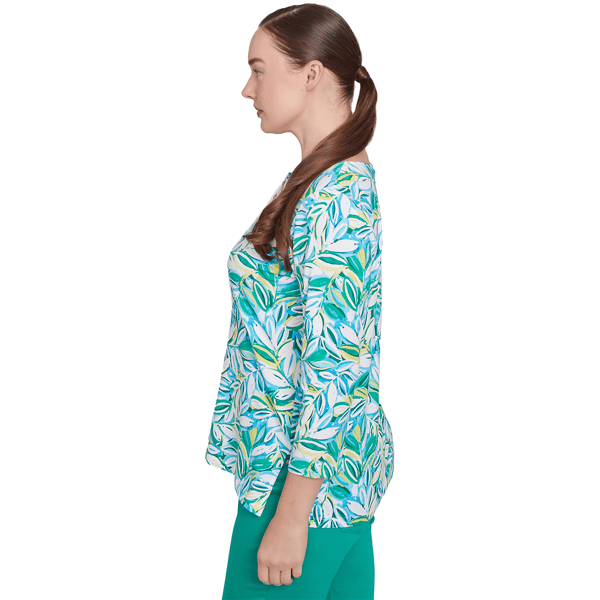 Womens Ruby Rd. Paradise Cove Tossed Leaves Embellished Tee