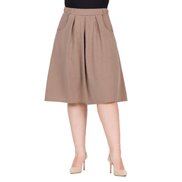 Plus Size 24/7 Comfort Apparel Pleated Knee Length Pocket Skirt - image 