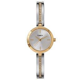 Womens Timex(R) Two-Tone Crystal Semi Bangle Watch - TW2W96200JT