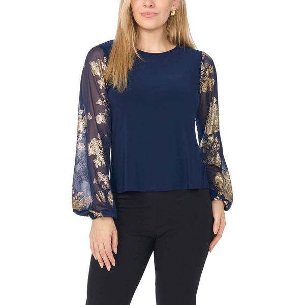 Petites MSK Long Sleeve Ity Foral Print Sleeve Top - image 