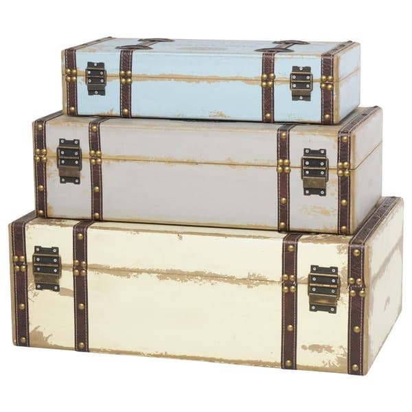 9th & Pike® Farmhouse Wooden Trunks - Set of 3