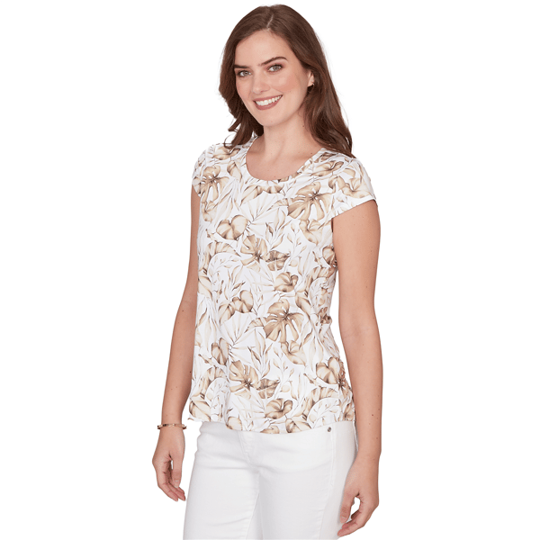 Womens Emaline Verde Grove II Short Sleeve Tropical Leaf Tee