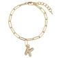 Athra 14kt. Gold Over Brass CZ K Initial Bracelet - image 1