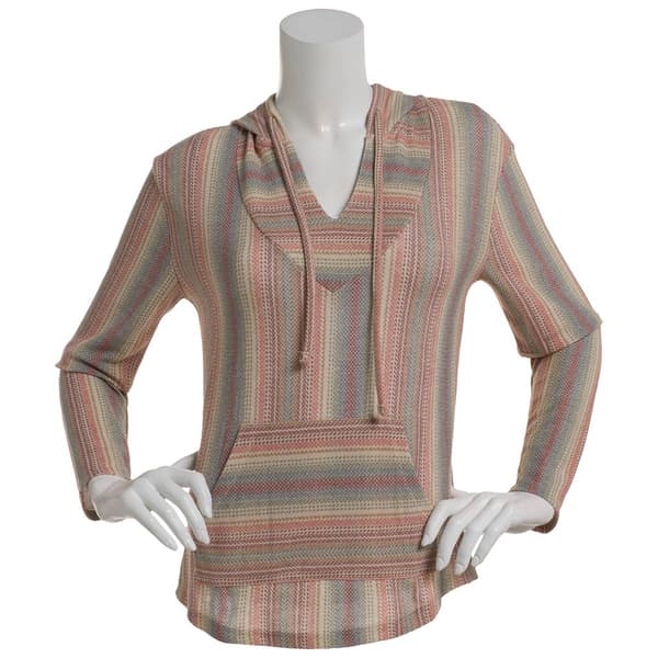 Juniors Wallflower Stripe Hacci Baja Hoodie