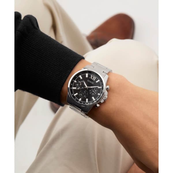 Mens Guess Silver-Tone Chrono Look Dial Watch - GW0900G1