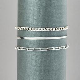 Design Collection Silver Plated Herringbone Bracelet Set