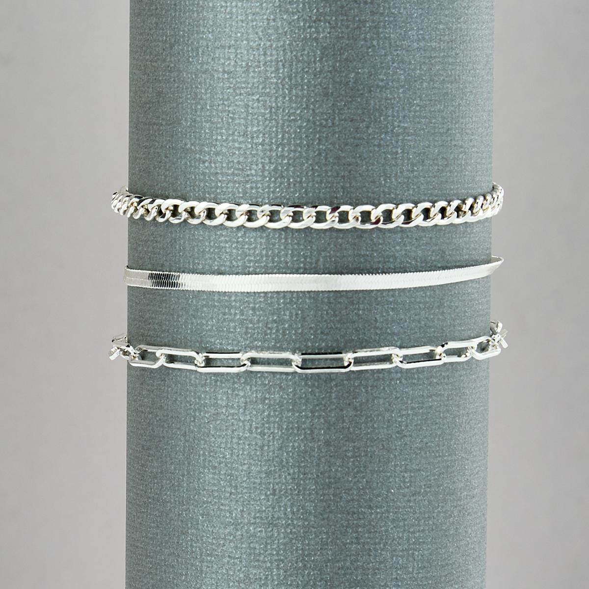 Design Collection Silver Plated Herringbone Bracelet Set