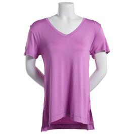 Plus Size Jessica Simpson Short Sleeve Solid V-Neck Pajama Tee