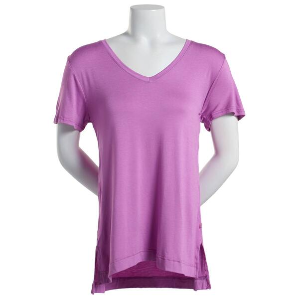 Womens Jessica Simpson Short Sleeve Solid V-Neck Pajama Tee - image 