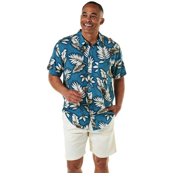 Mens Joe Marlin Leaf Button Down Shirt - Dragonfly Teal - image 