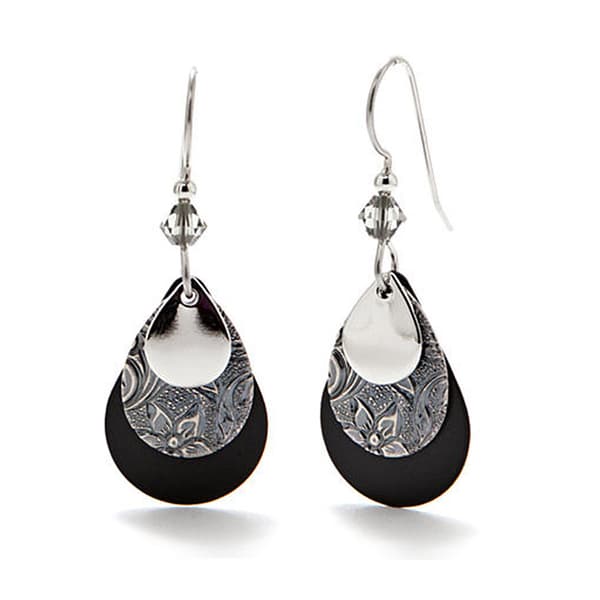 Silver Forest Silver-Tone Triple Layer Teardrop Earrings - image 