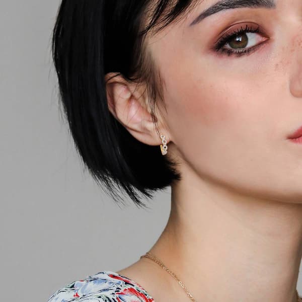 Sophia B 10kt. Gold 1/3ct. Interlocked Link Diamond Hoop Earrings