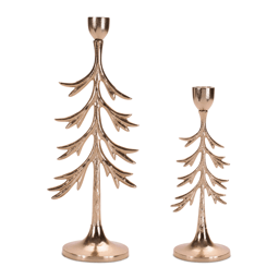 Melrose Metal Pine Tree Taper Candle Holder - Set of 2