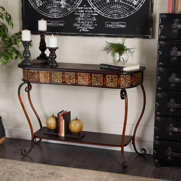 9th & Pike® Dark Brown Traditional Metal Console Table