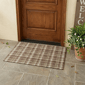 HomeRoots Chocolate & Ivory Plaid Non Skid Accent Rug - image 1